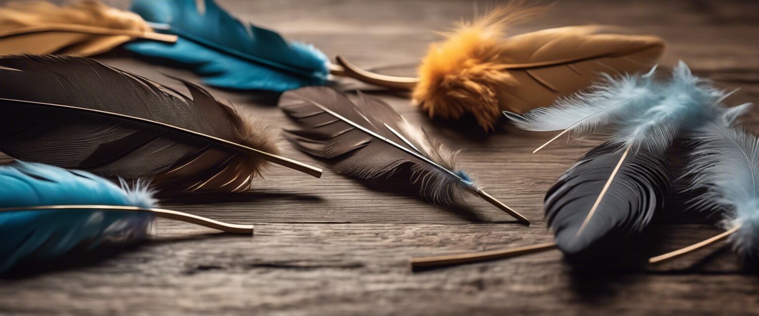 Variety of feather toys