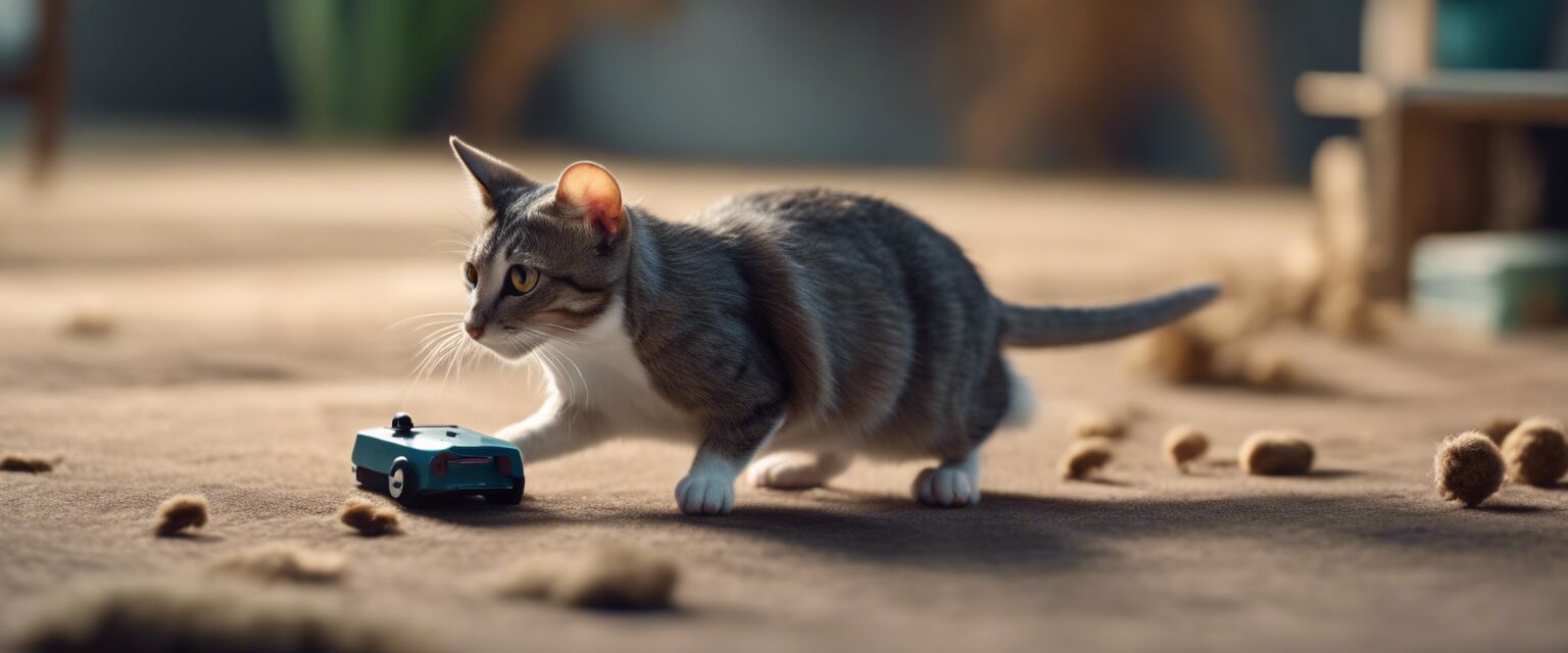 Interactive mouse chase toy.